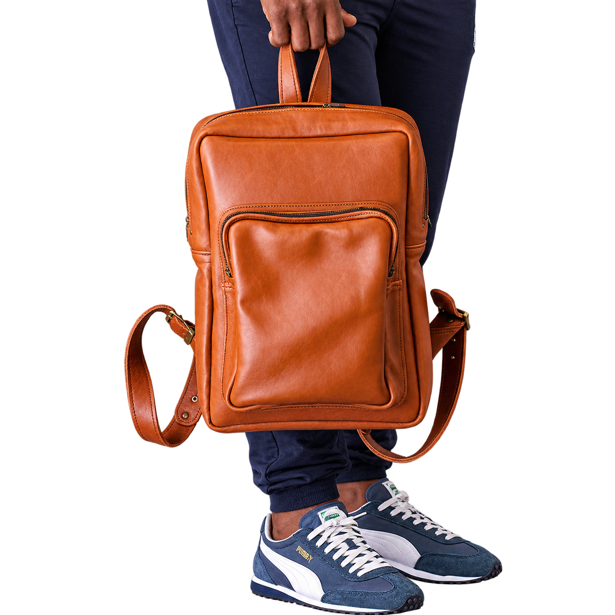 Handmade Leather Backpack-Brown-toffe