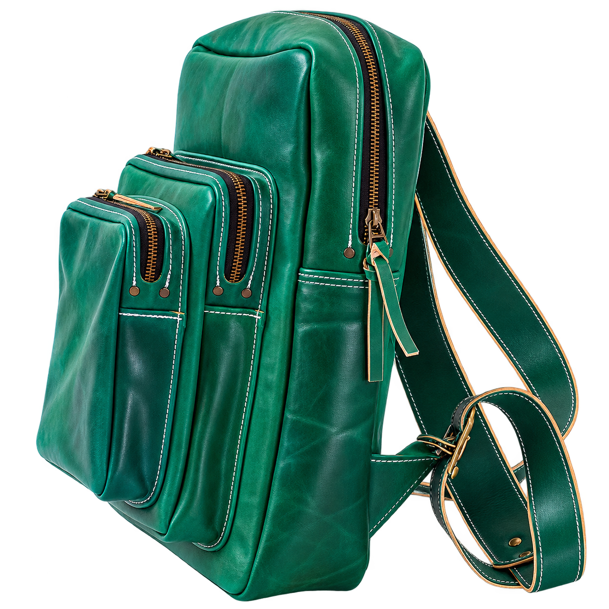 Green Leather Backpack